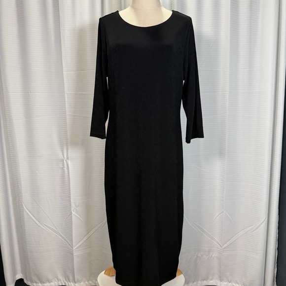 Chico's Dresses & Skirts - Chicos Travelers Classic Dress Black 3/4 Sleeve Midi 2 Size Large NEW